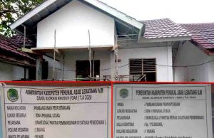 Setelah Ramai Diberitakan, Papan Proyek Pembangunan Gedung Perpustakaan SDN 4 Penukal Utara Diganti