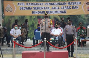 Kapolres Cilegon Pimpin Apel Kampanye Penggunaan Masker Serentak di Kota Baja