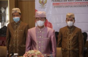 Bupati Lampura Budi utomo Ikuti Upacara Peringatan Hari Lahir Pancasila Secara Virtual